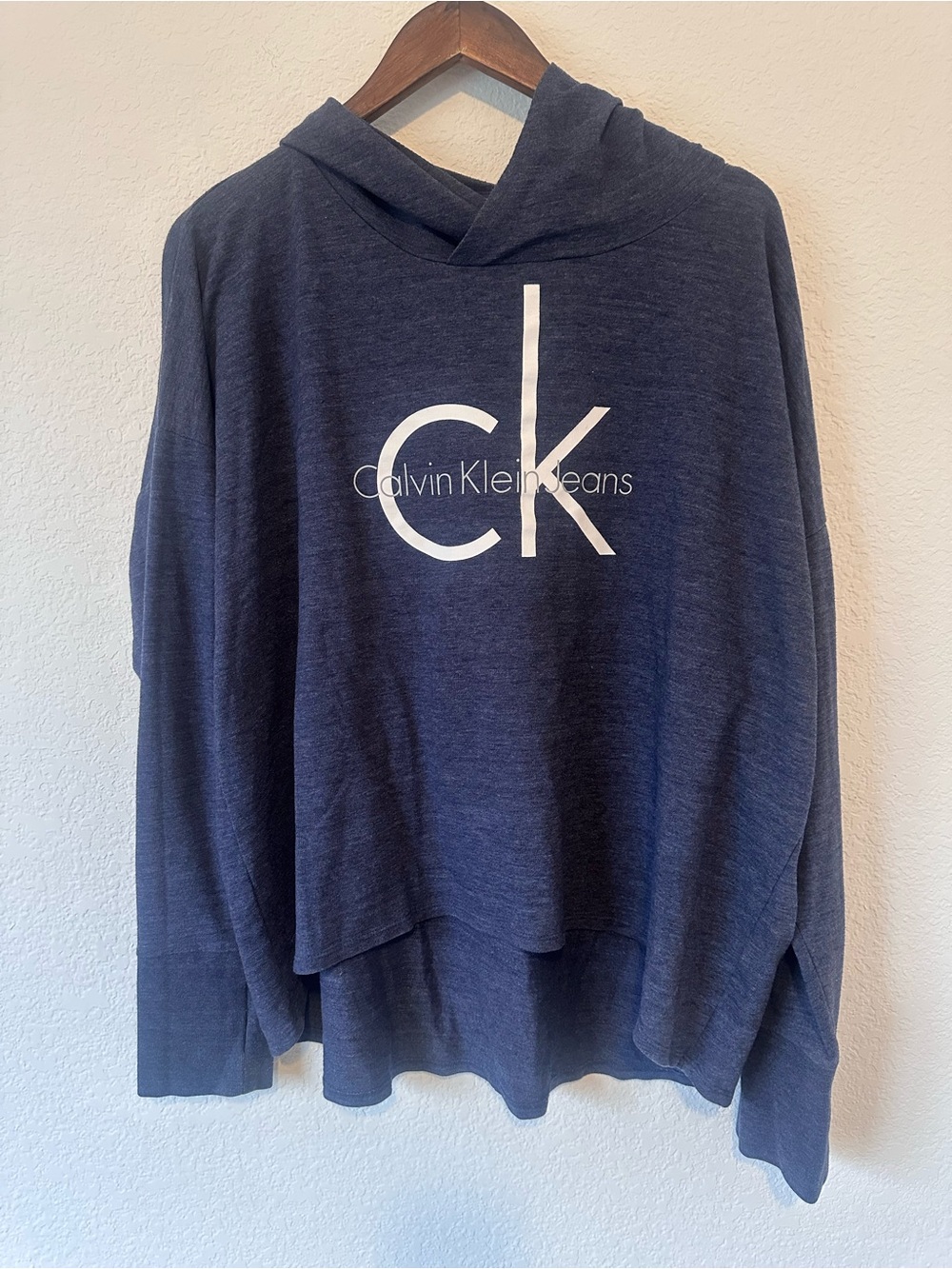 Calvin Klein Jeans Navy Blue CK Logo Pullover Hoodie Sweater